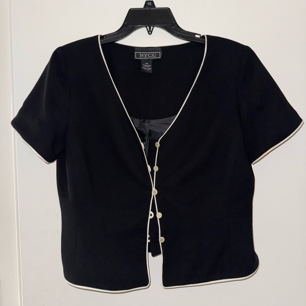 Short-sleeve button down v-neck blouse